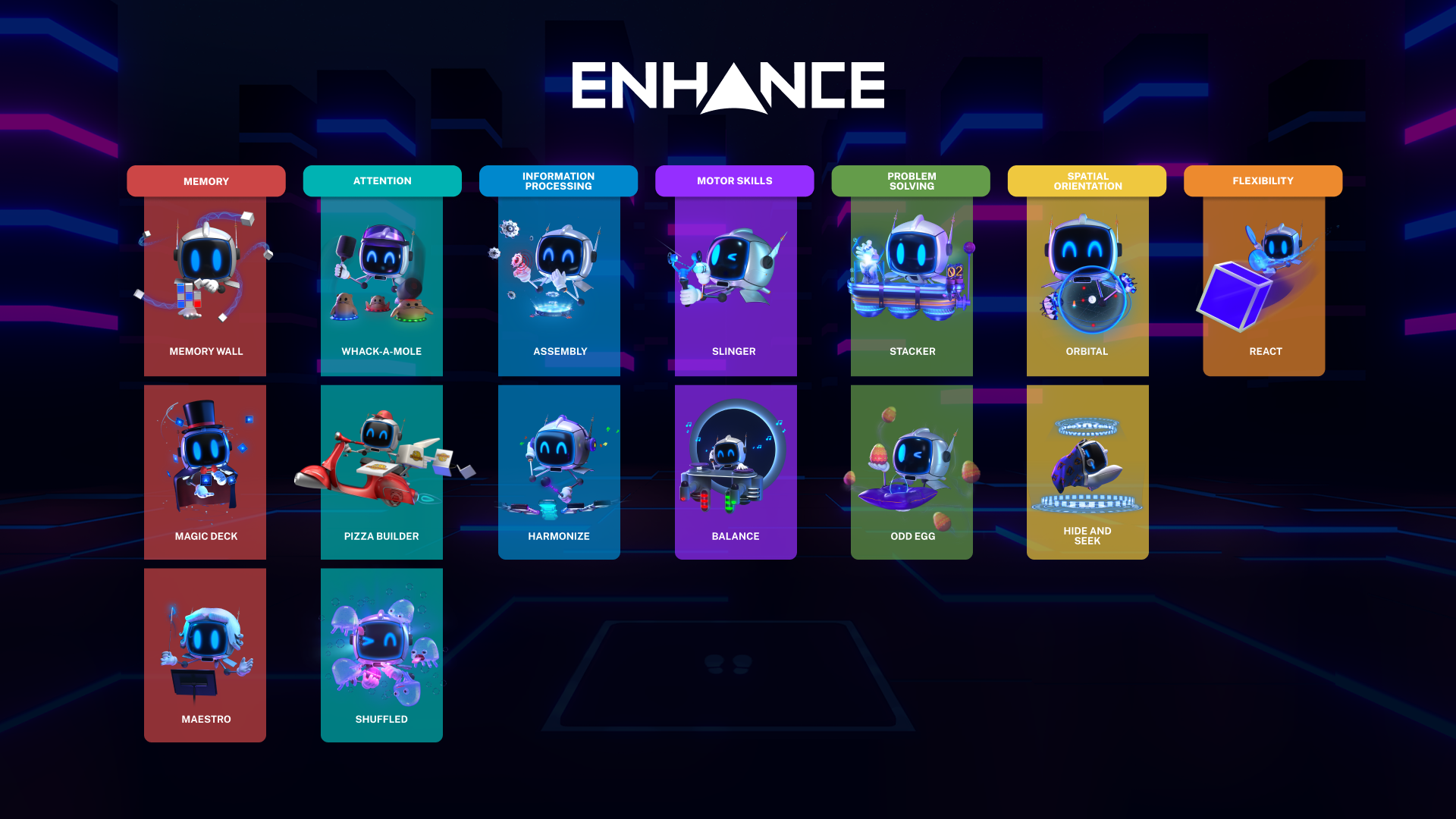 Enhance VR app complete library of games