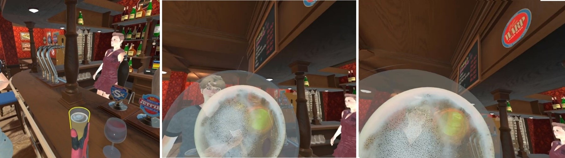 Pub Virtual Environment of “A-PLAN” with alcohol triggers (virtual drinking of avatar – 1st person perspective)